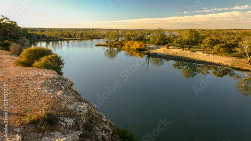Late Afternoon view of sweeping bend in the Murray north of Blanchetown in South Australia.