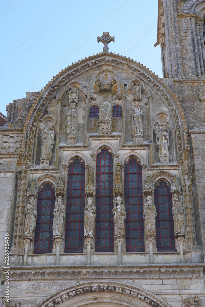 Vezelay, France-October 16, 2018: Basilica Sainte-Marie-Madeleine in Vezelay Vezelay, France-October 16, 2018: Basilica Sainte-Marie-Madeleine in Vezelay