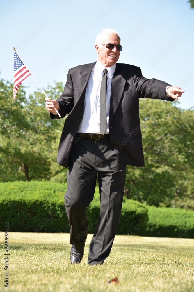 Adult Senior Male Politician Pointing Walking Adult Senior Male Politician Pointing Walking