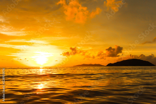 Orange view of orange sea sunset in thailand