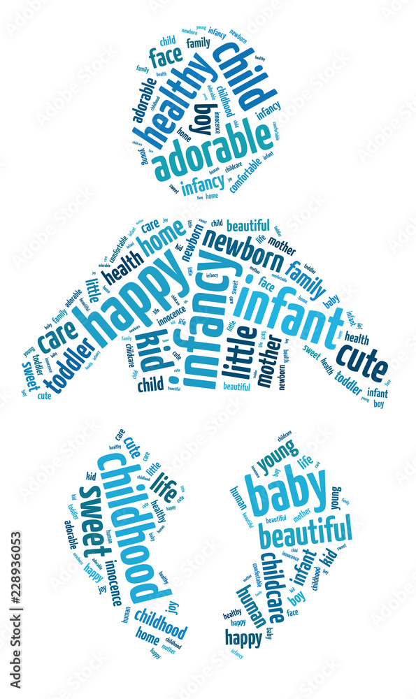 Words illustration of the concept of infant care over white background Words illustration of the concept of infant care over white background