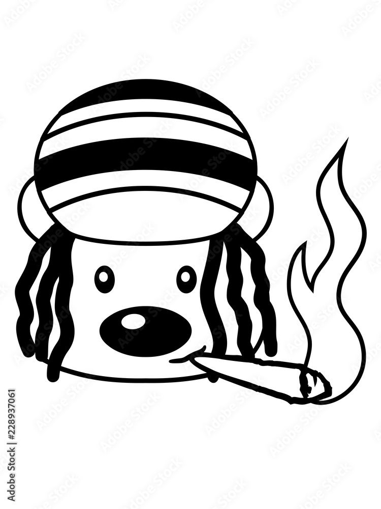 Kiffen Gesicht Jamaika Raggae Kiffer Joint Drogen Rauchen Weed Hanf