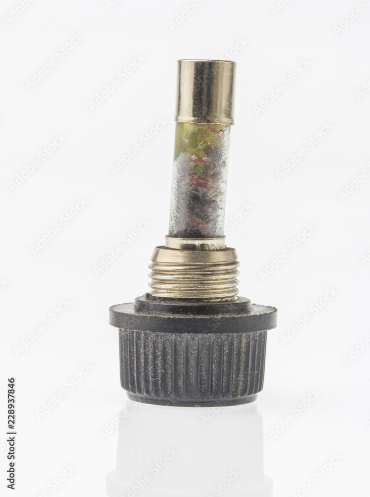 Electric Fuse on White background, old fuse, dust in fuse, Electric Fuse on White background, old fuse, dust in fuse,