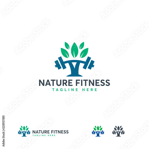 Nature Fitness logo designs vector, Gym Nutrition logo symbol