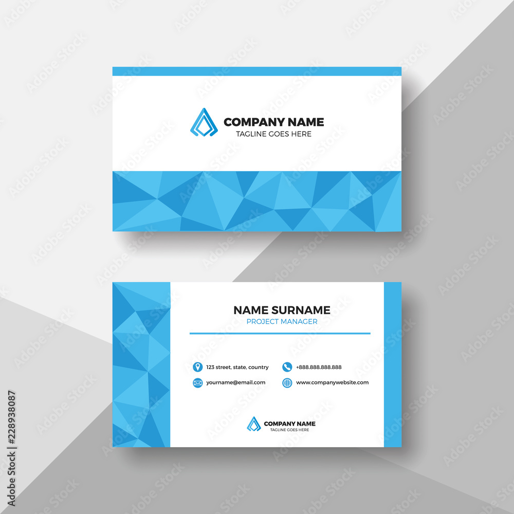 Fototapeta premium Creative business card with abstract blue pattern
