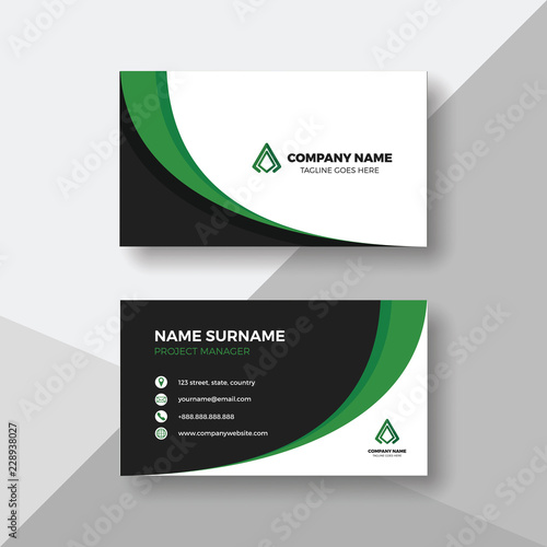 Professional business card with green details