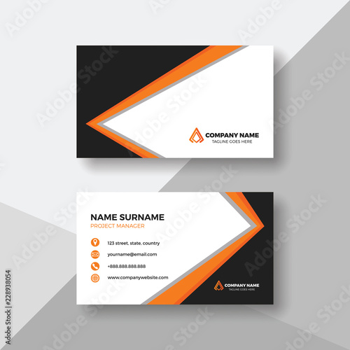 Business card with orange details