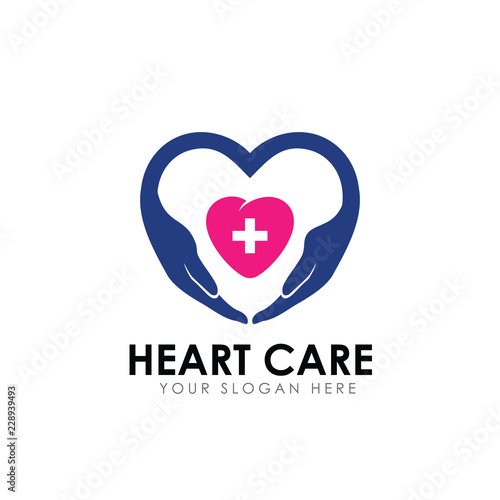heart care logo design template