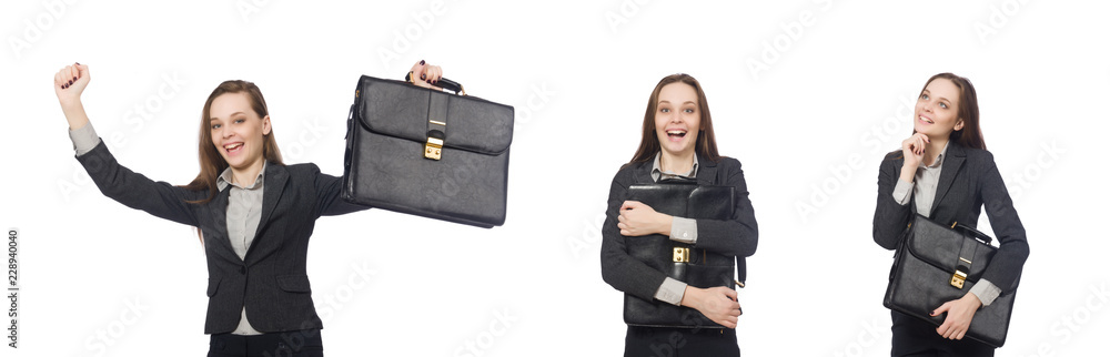 Woman in business concept isolated on white Woman in business concept isolated on white
