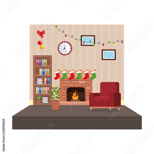 living room with christmas decoration scene