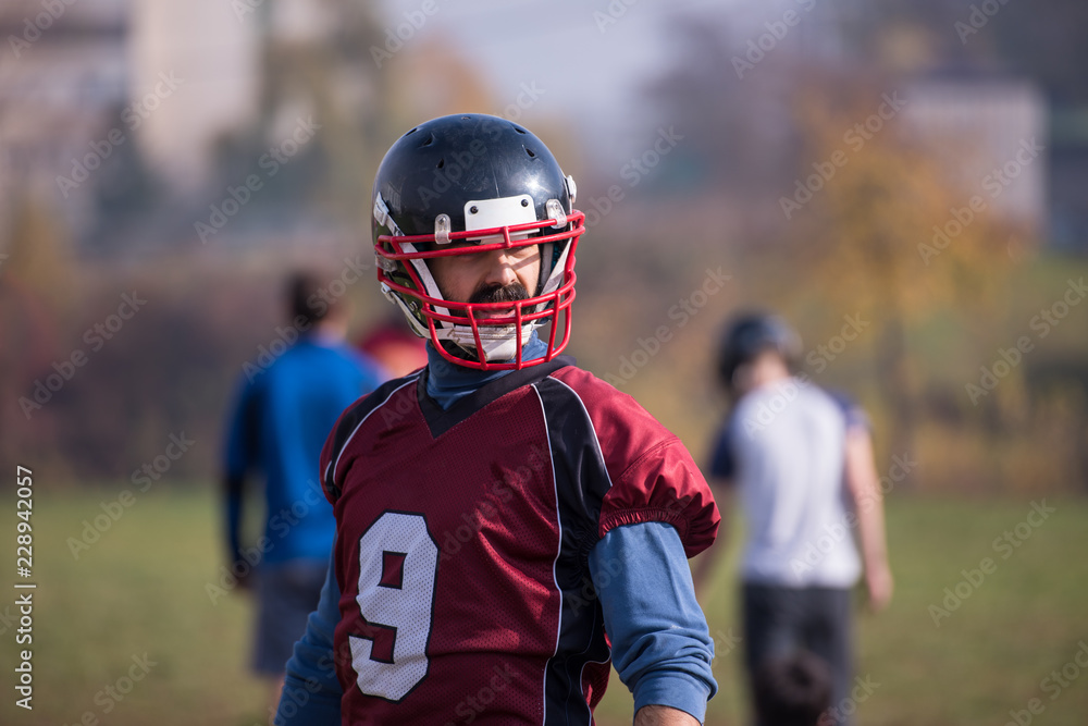 portrait of A young American football player portrait of A young American football player