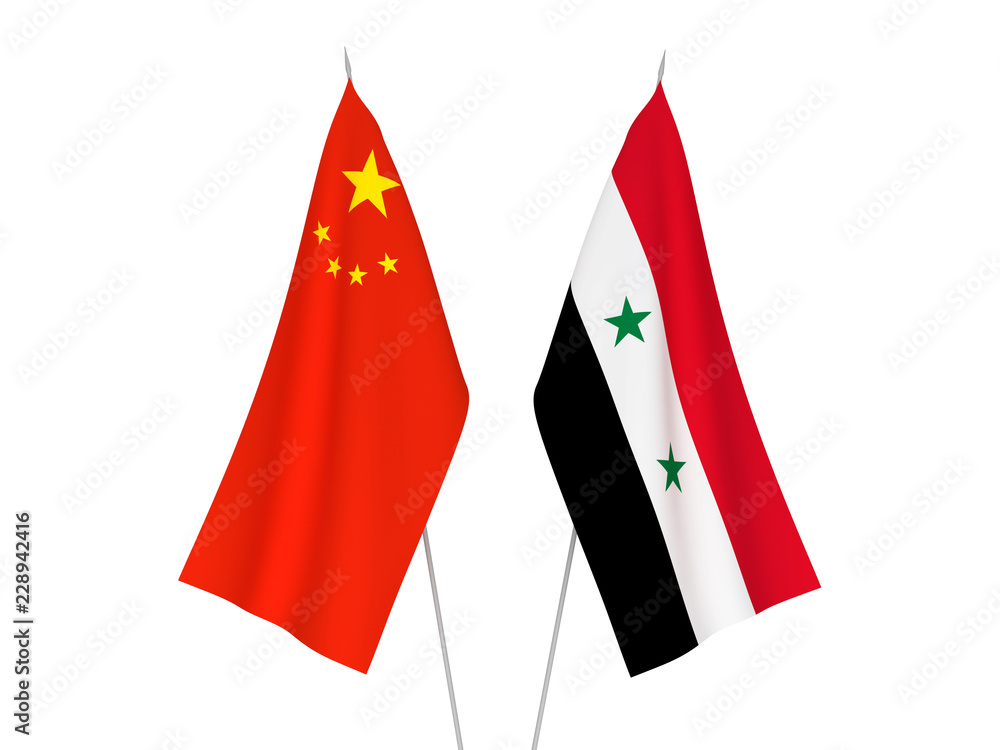 China and Syria flags China and Syria flags