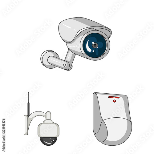 Isolated object of cctv and camera logo. Collection of cctv and system stock vector illustration.
