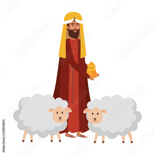 wise man with sheeps manger characters