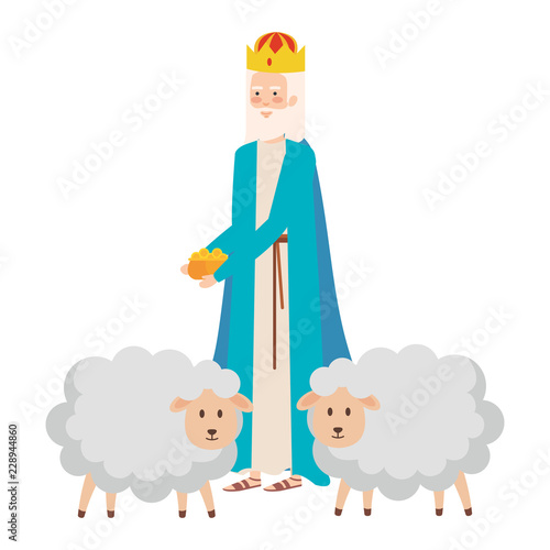 wise man with sheeps manger characters