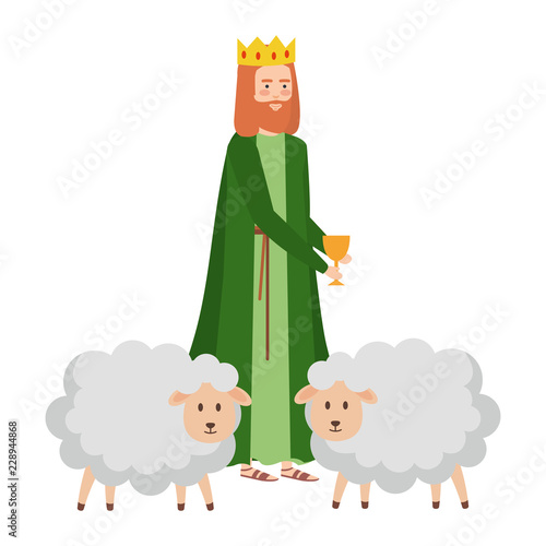 wise man with sheeps manger characters