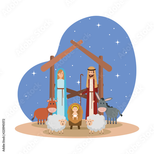 holy family with animals manger characters