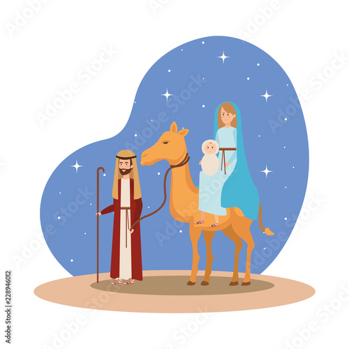 holy family with camel manger characters