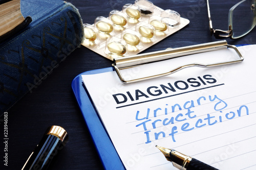 Картината върху платно Medical documents with diagnosis urinary tract infection UTI.