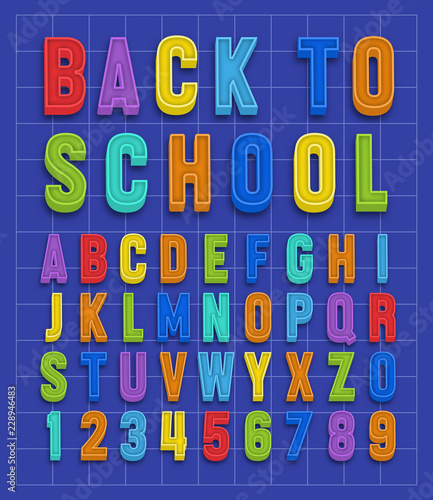 Magnets alphabet numbers font vector