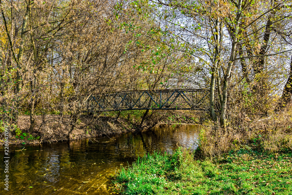 bridge over the river, autumn bridge over the river, autumn