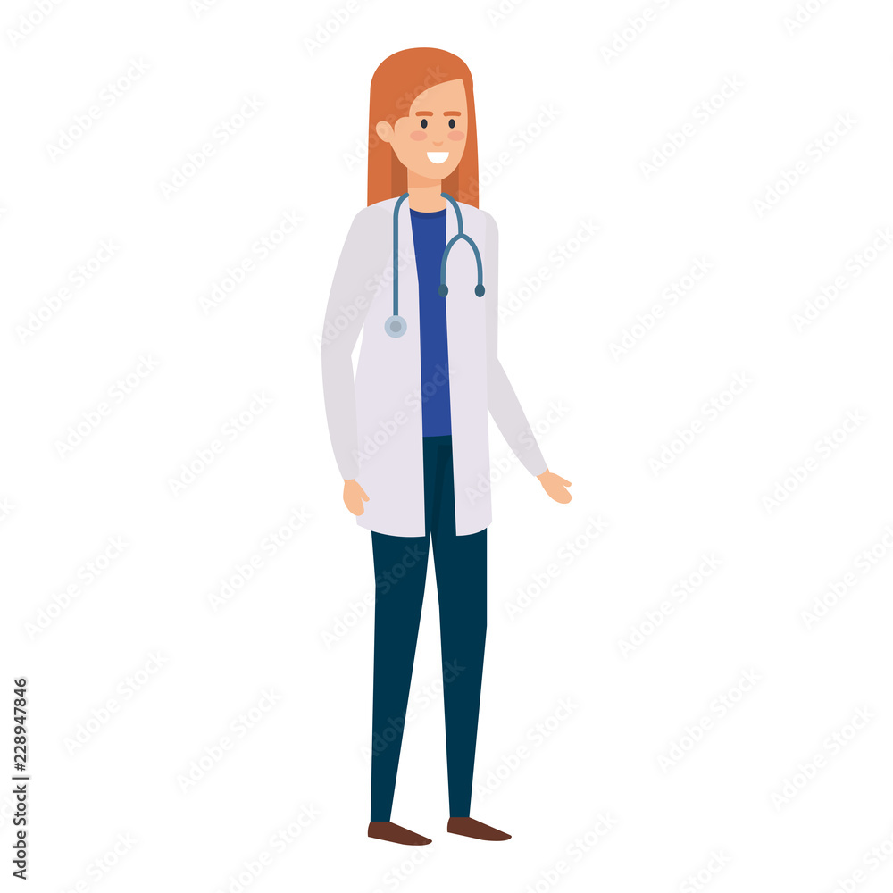 female doctor with stethoscope character