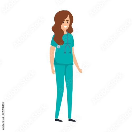 female practitioner with stethoscope character
