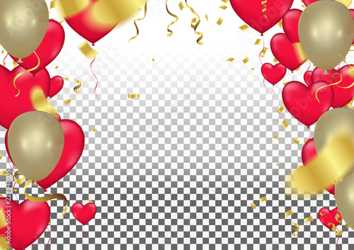 balloons poster for celebrate the national day  Happy card. and ribbons. Flat falling glitter. Abstract triangles and ribbons on label.