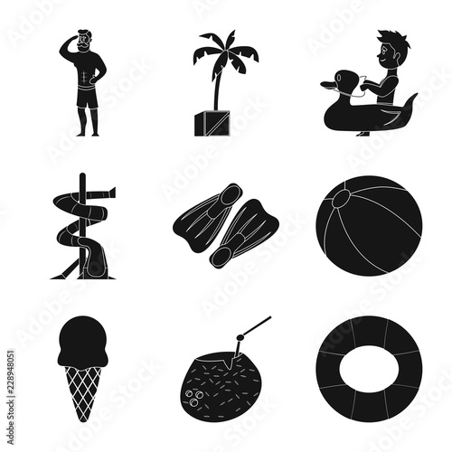 Vector illustration of pool and swimming sign. Collection of pool and activity stock vector illustration.