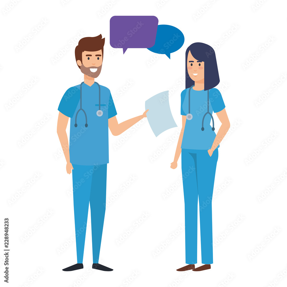 doctors couple talking characters doctors couple talking characters