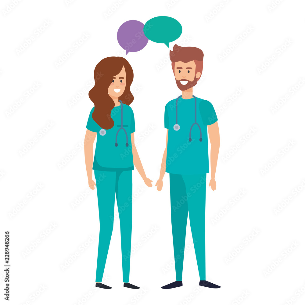 doctors couple talking characters doctors couple talking characters