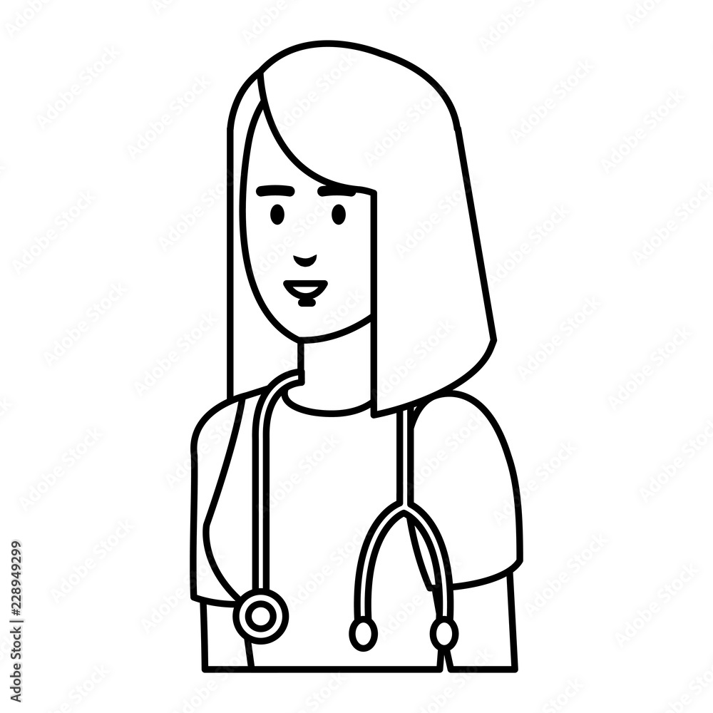 female practitioner with stethoscope character female practitioner with stethoscope character