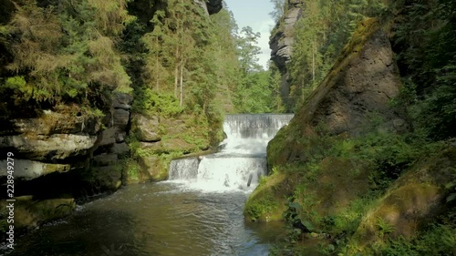 Beautiful waterfall in europe forest of saxon switzerland