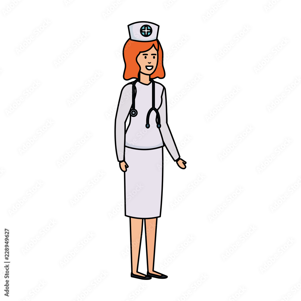 beautiful nurse with stethoscope character beautiful nurse with stethoscope character