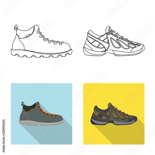 Isolated object of shoe and footwear sign. Set of shoe and foot stock symbol for web.