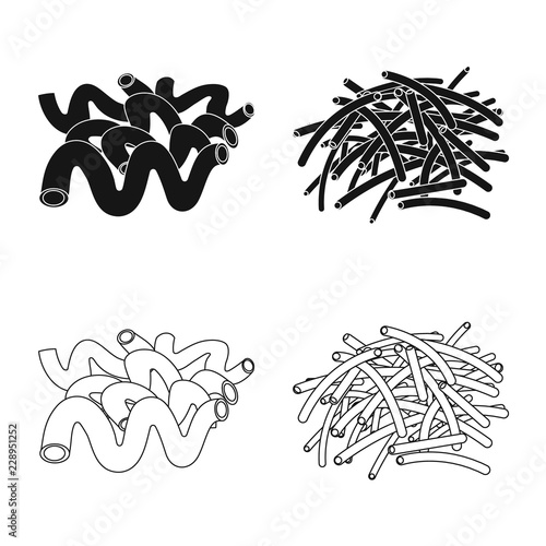 Isolated object of pasta and carbohydrate logo. Collection of pasta and macaroni stock symbol for web.