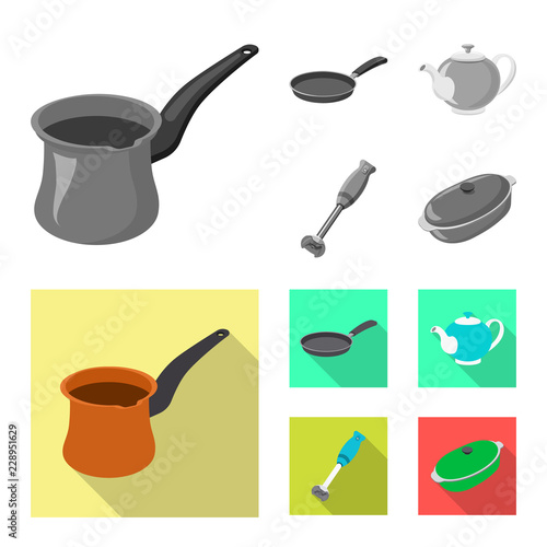 Vector design of kitchen and cook symbol. Collection of kitchen and appliance stock vector illustration.