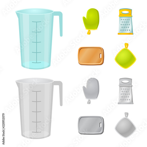 Vector design of kitchen and cook icon. Collection of kitchen and appliance stock vector illustration.