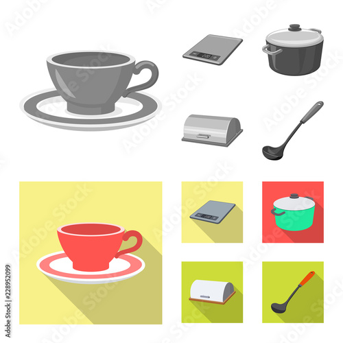 Vector illustration of kitchen and cook symbol. Set of kitchen and appliance stock vector illustration.