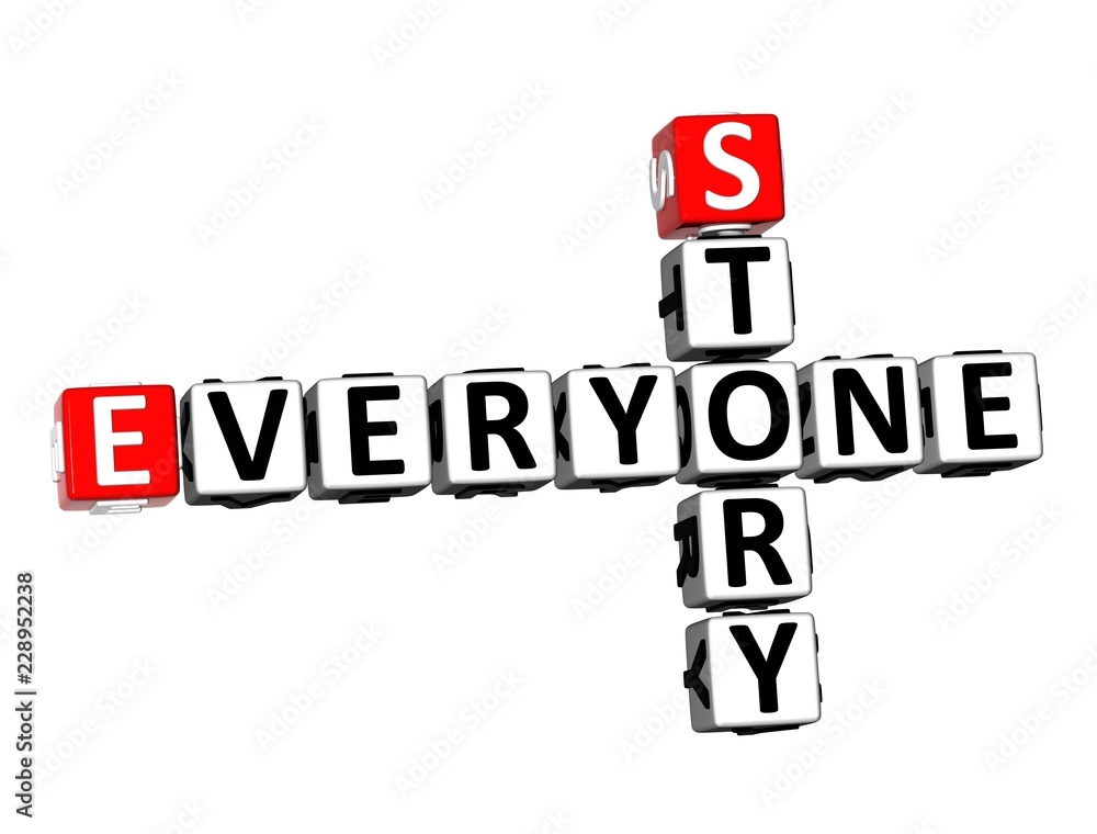 3D Rendering Crossword Everyone Story Over White Background. 3D Rendering Crossword Everyone Story Over White Background.