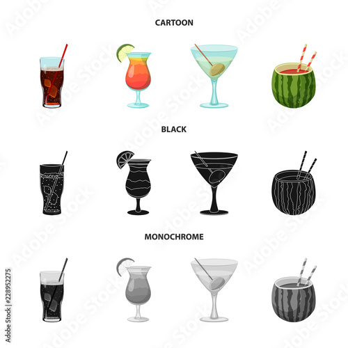 Vector illustration of drink and bar symbol. Collection of drink and party stock vector illustration.