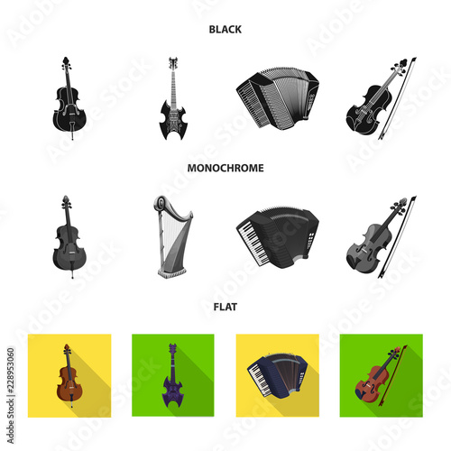 Vector design of music and tune symbol. Set of music and tool vector icon for stock.