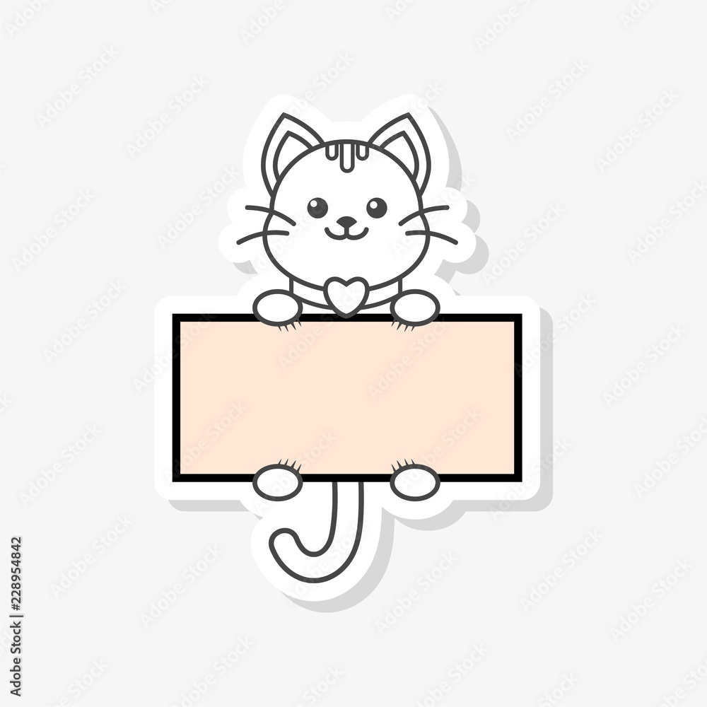 Frame with kitten, Cat sticker Frame with kitten, Cat sticker