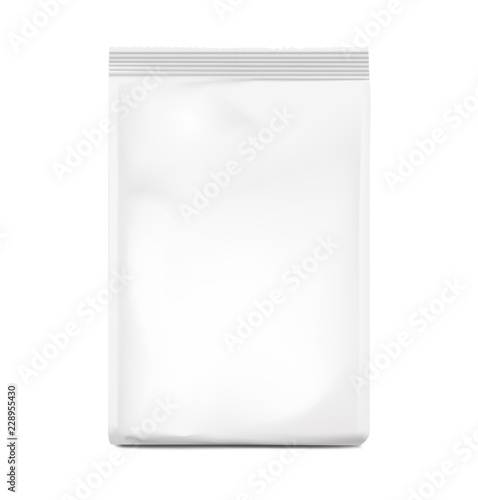Food snack bag isolated on white background. Front view. Vector illustration. Can be use for template your design, presentation, promo, ad. EPS10.