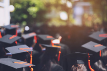 blurred image backside,the student graduation during commencement success graduates of the university, Concept education congratulation. Graduation Ceremony ,Congratulated the graduates in University
