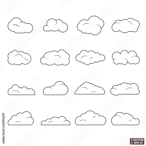 Set of linear cloud icons.