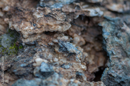 Close-up of rocks  salt and minerals. Shallow depth of field.