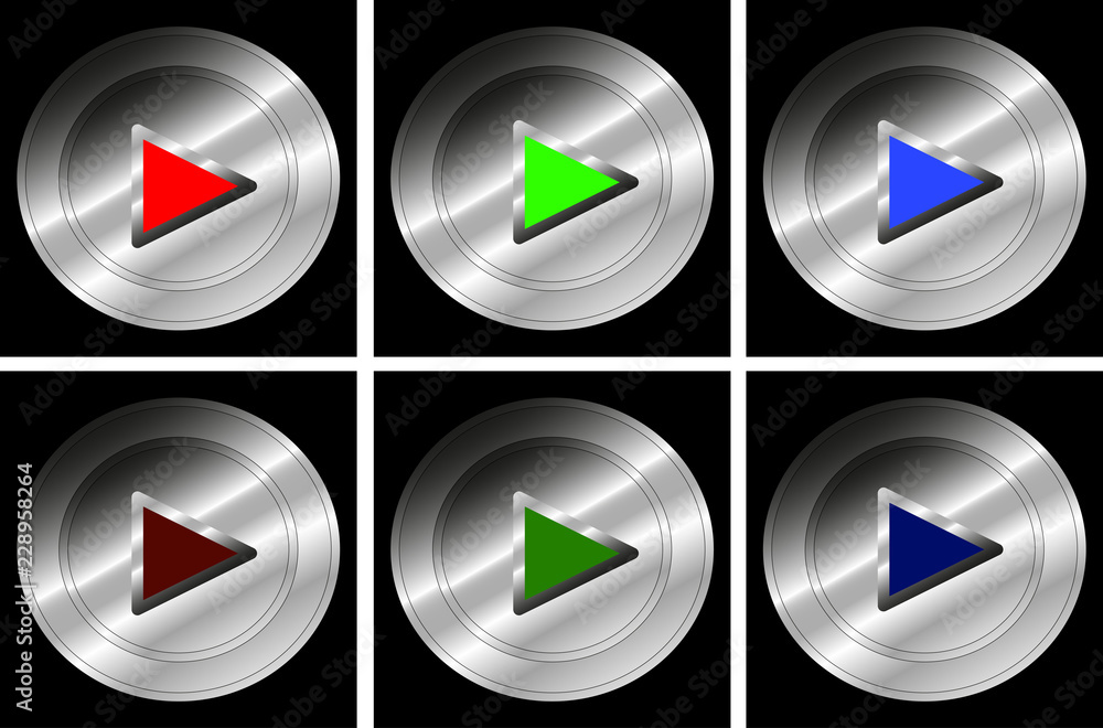 Set of push buttons for Play - Vector Set of push buttons for Play - Vector