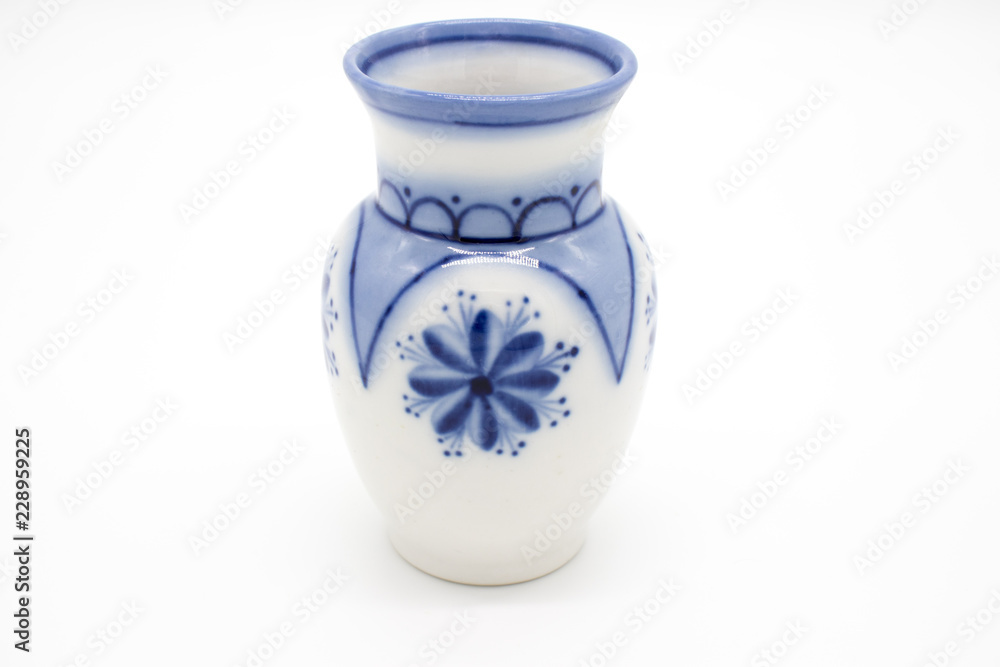 white-blue flower vase