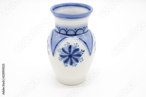 white-blue flower vase